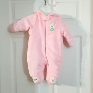 Girl's Plush Polar bear Snowsuit 0-3m